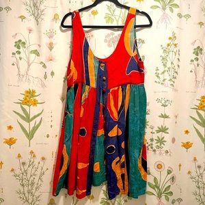 Vintage Bayou Toronto batik patterned button up mini summer dress